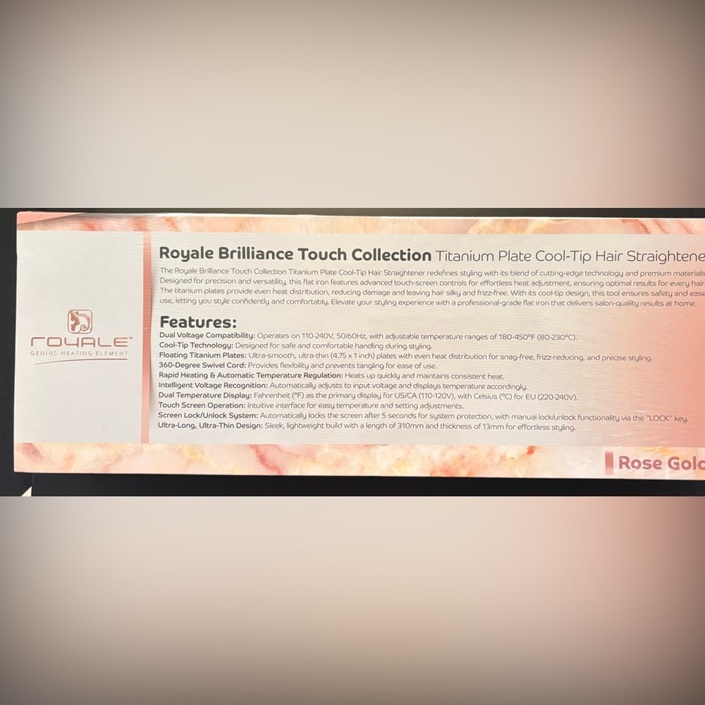 New in Sealed box- Royale Brilliance Touch Straightener. Cool tip& touch screen. - Picture 2 of 5